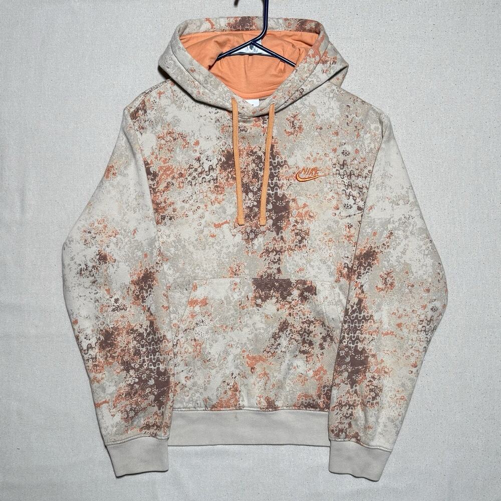 Nike Club Fleece Pullover Fashion Men's Hoodie Desert Camo Orange Size M RARE